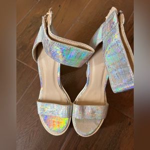 Iridescent Platform Heels | Color: Multi-Color / Silver | Size: 9